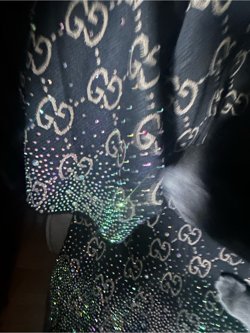 Gucci Black and Beige GG Monogram Crystal-Hem Top - Picture 4 of 16